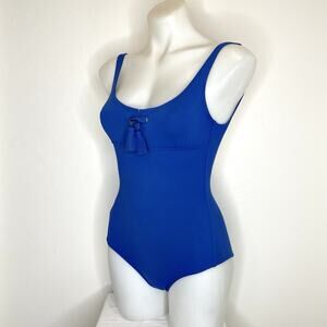 Eres Mikado Kobucha Tassel One Piece Swimsuit Womens US 8 Bright Blue